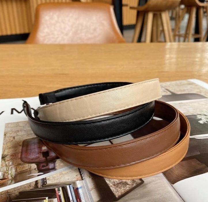 Vintage PU Leather Headband Hairbands Solid Headwear for Women Girls Fashion Hair Band Chic Hair Hoop Gorgeous Hair Accessories For Women