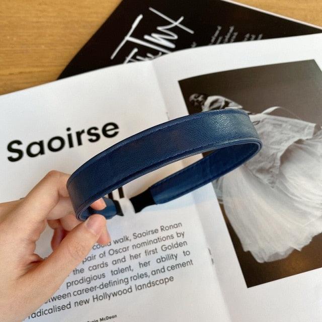 Vintage PU Leather Headband Hairbands Solid Headwear for Women Girls Fashion Hair Band Chic Hair Hoop Gorgeous Hair Accessories For Women