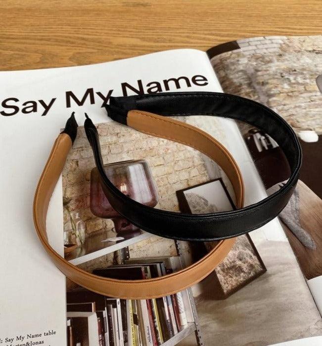 Vintage PU Leather Headband Hairbands Solid Headwear for Women Girls Fashion Hair Band Chic Hair Hoop Gorgeous Hair Accessories For Women