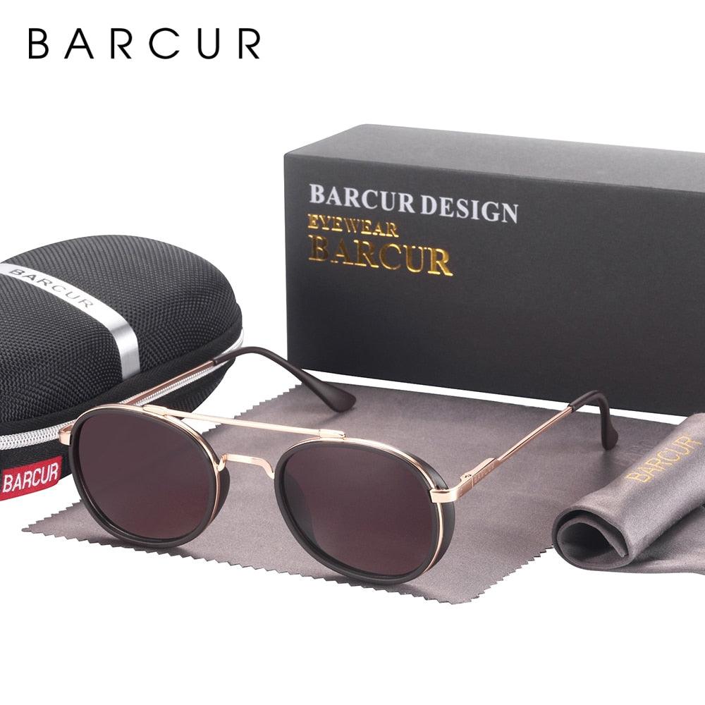 Vintage Round Retro BARCUR Design Round Sunglasses for Men Women Stevvex Sun Glasses Classic Eyewear Accessory Party Sunglasses Summer