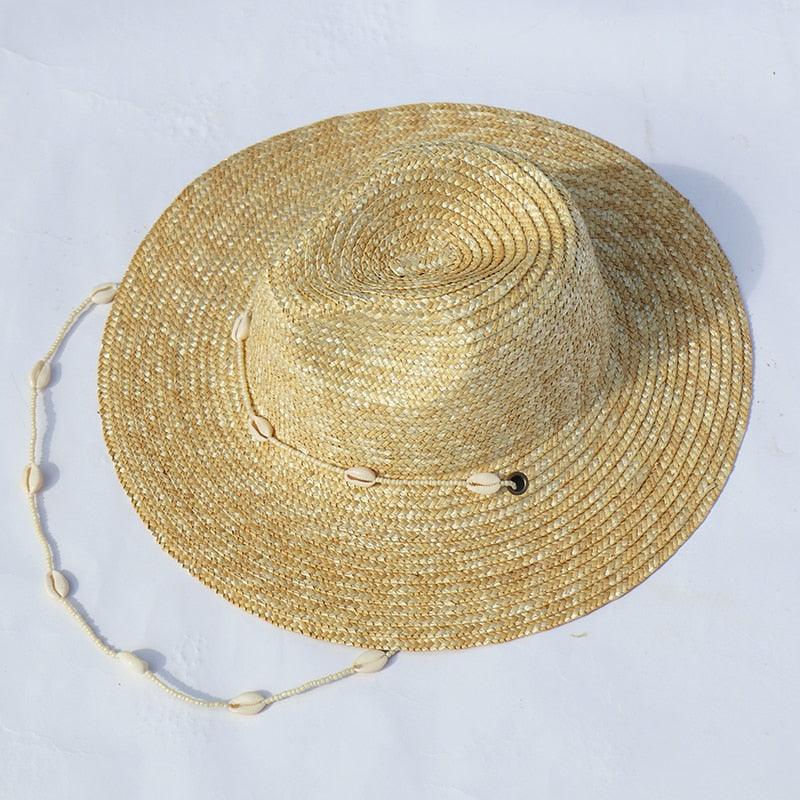 Vintage Seashells Beaded Beach Hats With Chain For Women Elegant Outdoor Ladies Hat Beach Hats Women Seashells Sun Hat Fashion Straw Fedoras Sun Hats Summer Portable Charming Hat