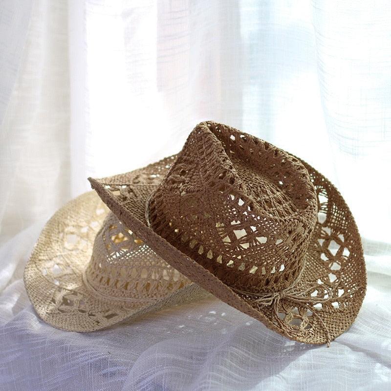 Vintage Straw Cowboy Hat Hand Made Beach Straw Hat Summer Outdoor Men's And Women's Big Brim Sun Hat  Elegant Party Cap Sun Protection Unisex Hats Breathable Hat