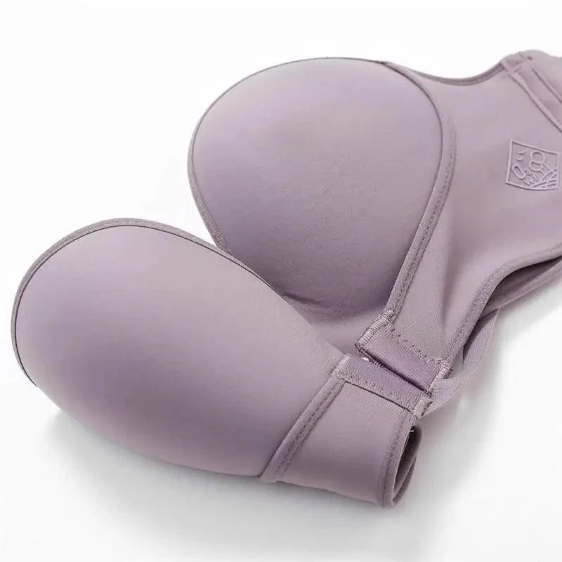 Vintage Style Front Closure Sexy Push Up Bra Women Invisible Bras Underwear Lingerie for Female Brassiere Strapless Seamless Bralette ABC Cup