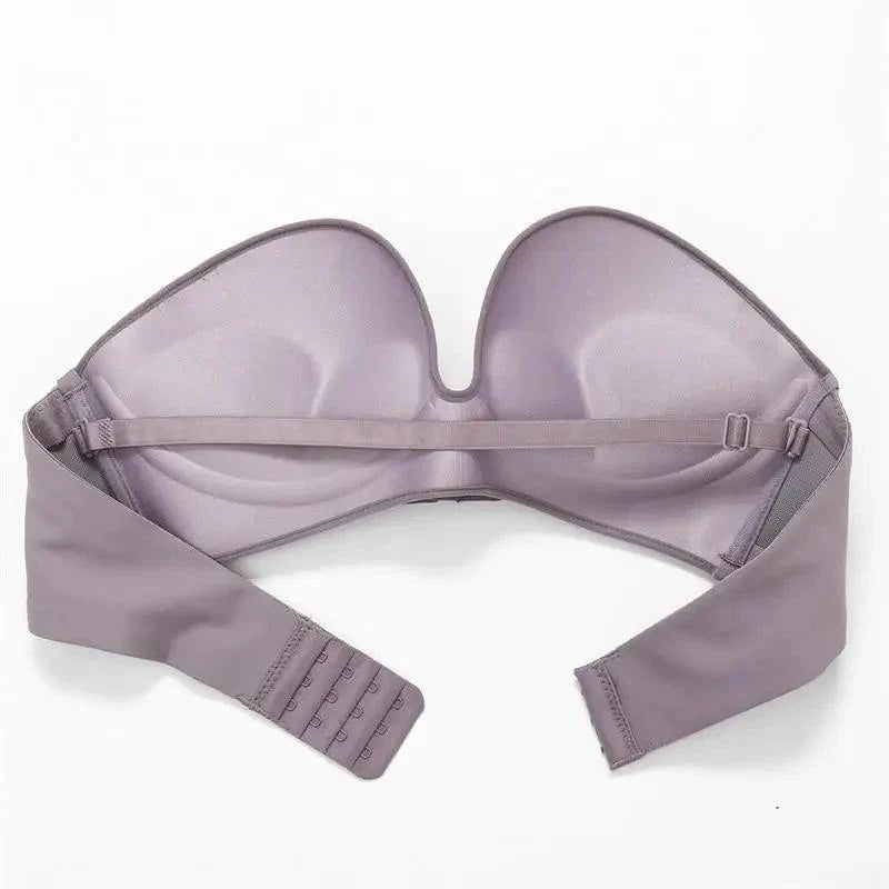 Vintage Style Front Closure Sexy Push Up Bra Women Invisible Bras Underwear Lingerie for Female Brassiere Strapless Seamless Bralette ABC Cup