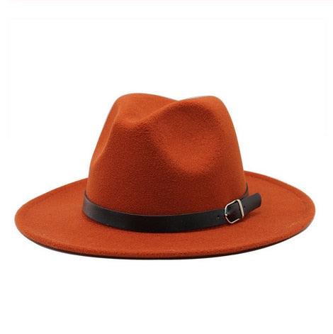 Vintage Winter Autumn Woolen Women Men Belt Buckle Fedora Hat Classic Wide Brim Floppy Hat Retro Warm Top Hat Vintage Cap Women Fedoras Durable Hat