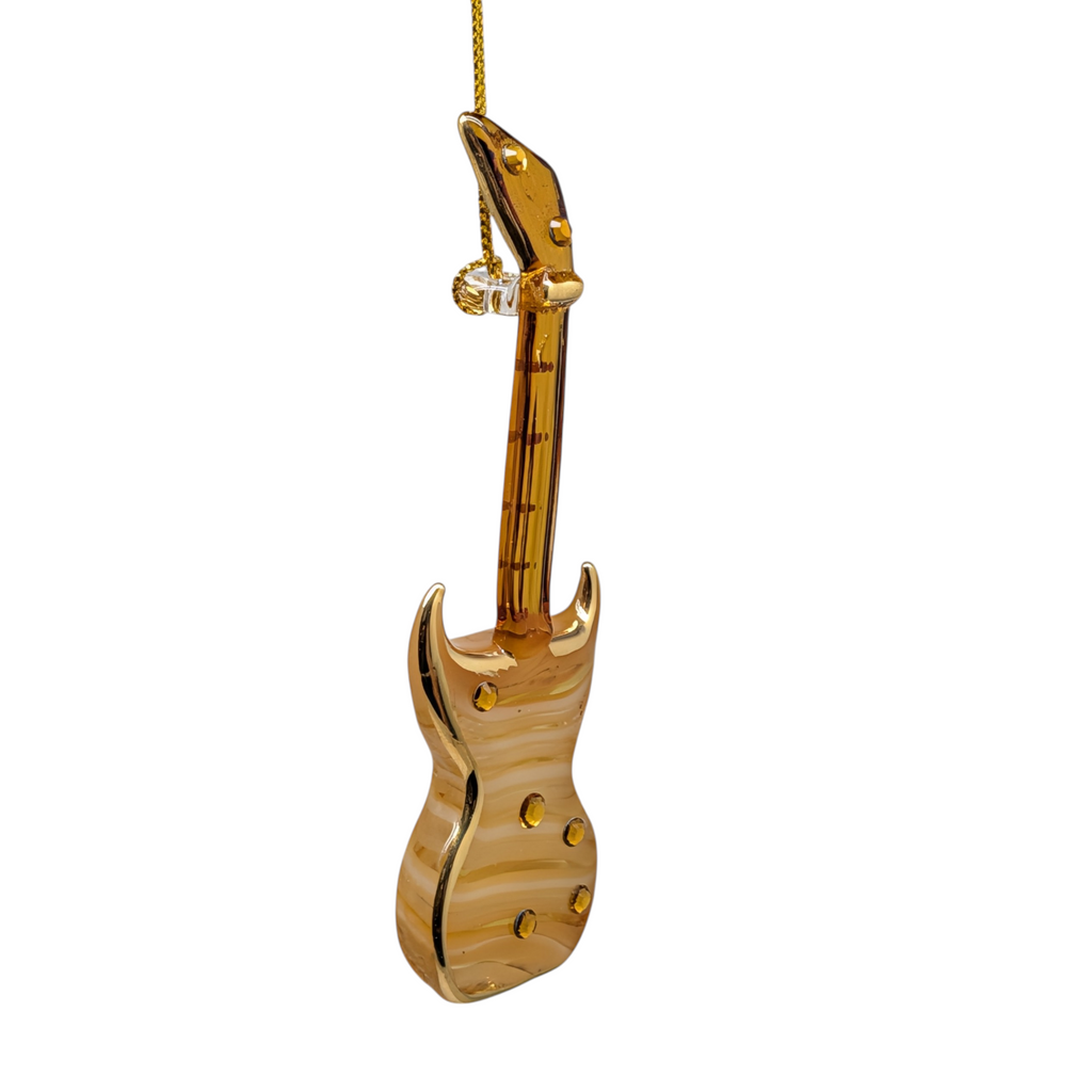 Egyptian Glass Guitar Ornament with Gold Accents