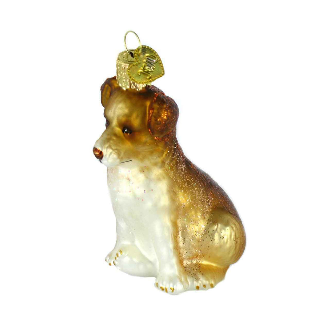 Shepherd Puppy Glass Ornament