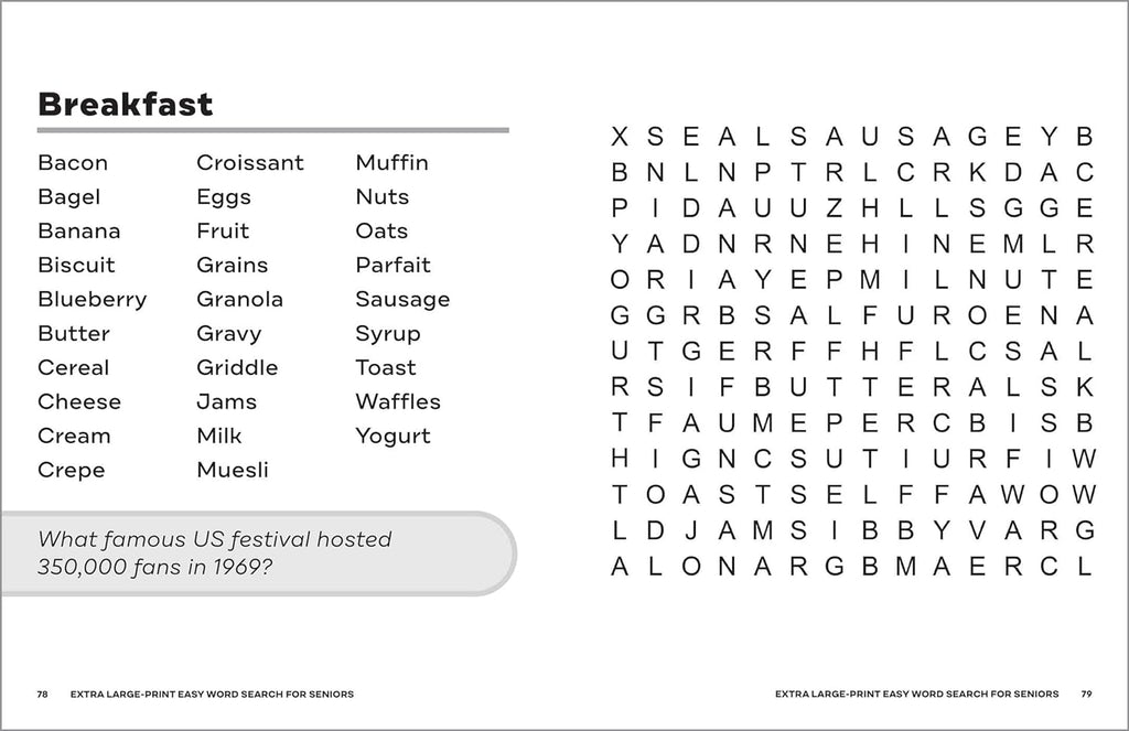 Extra Large-Print Easy Word Search for Seniors