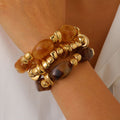 Vintage Irregular Resin Silver Chip Bracelet Set
