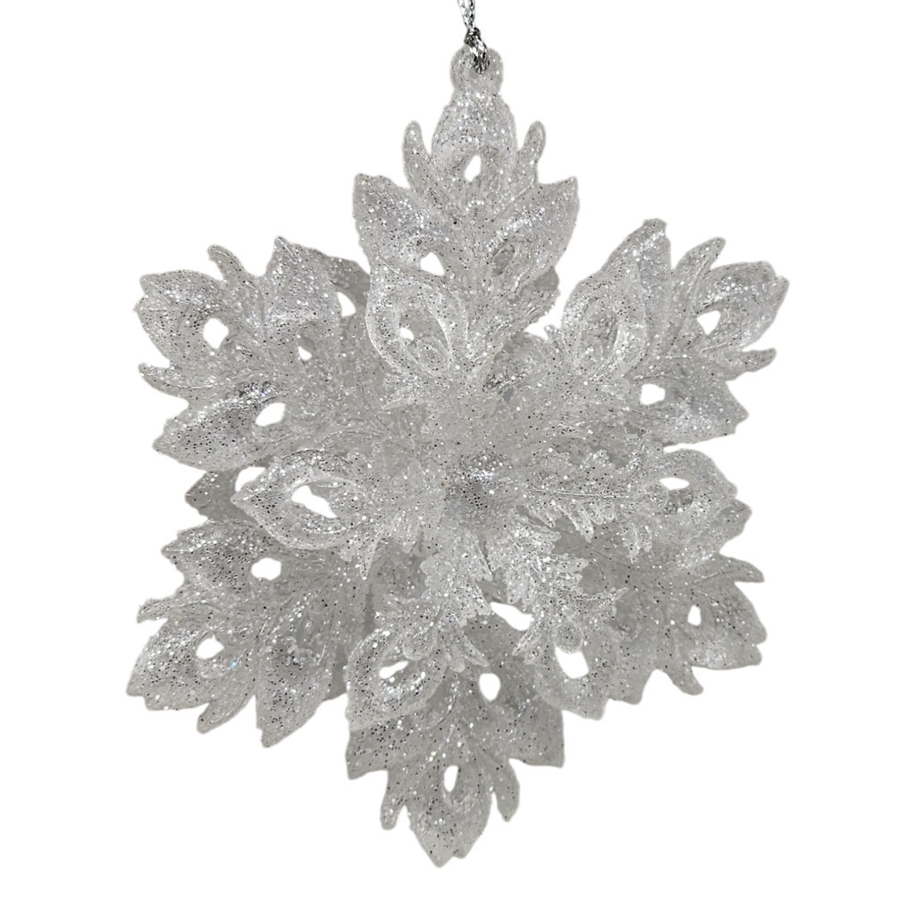 Frosted White Snowflake Ornament - 5 Inch