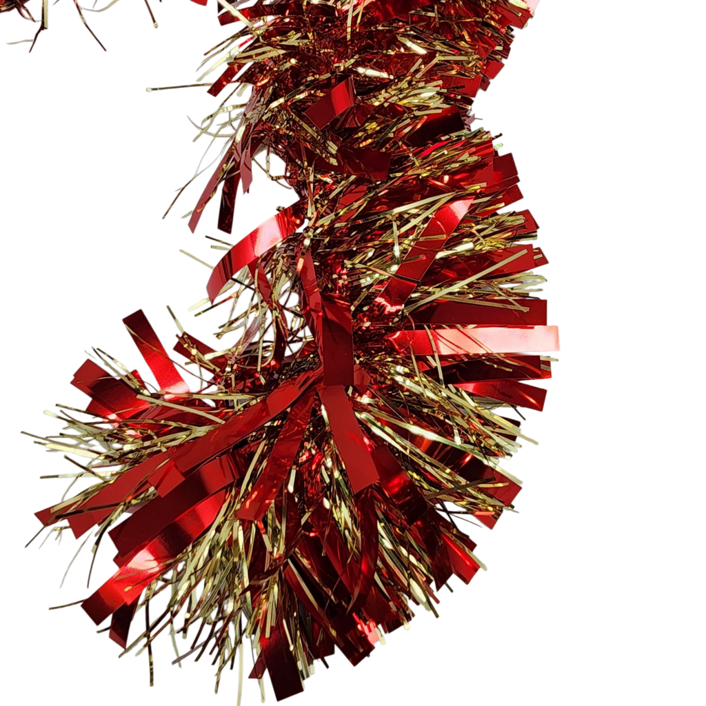 12 foot 6 Ply Luxury Tinsel Garland - Red/Gold