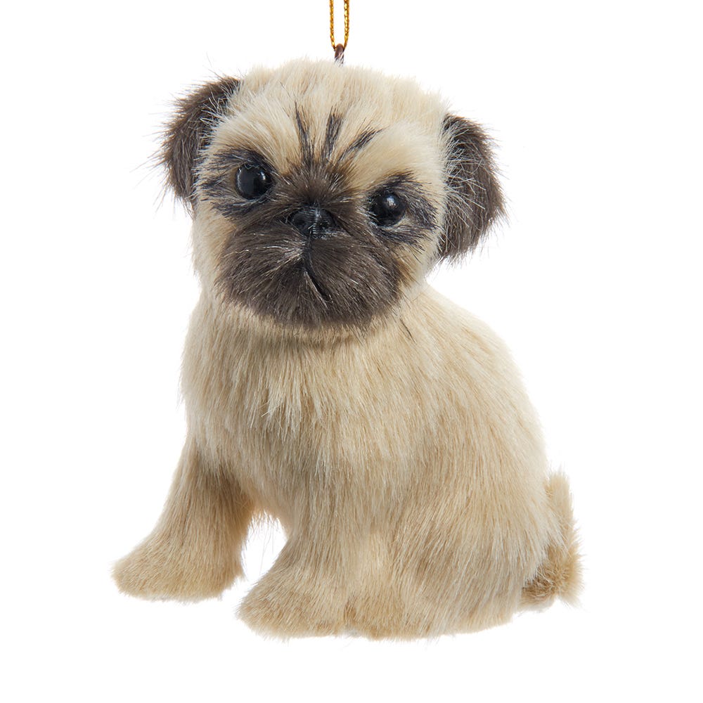 Furry Dog Ornament - Pug