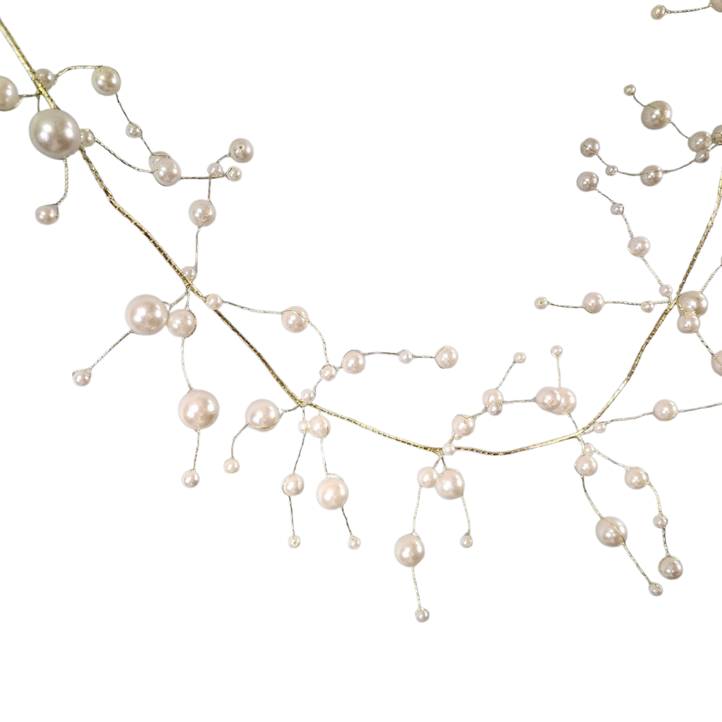 Pearl Beads With Gold Wire Garland - 5 Foot