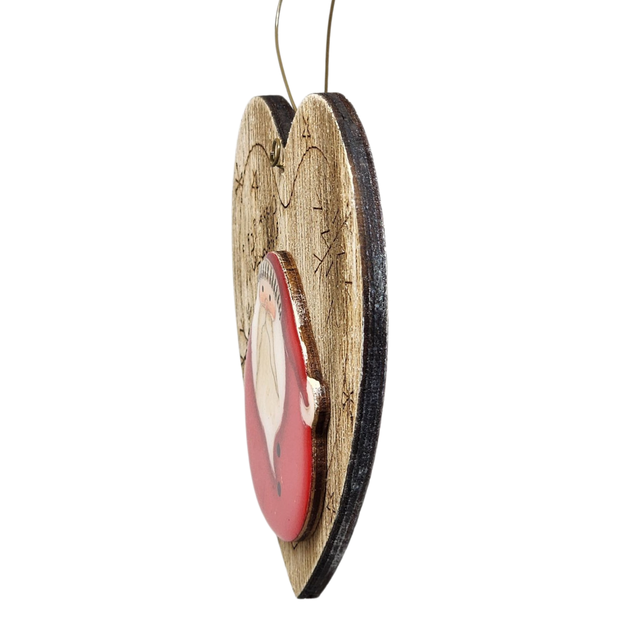 Welcome Santa Heart Wooden Ornament