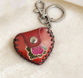 Handmade Leather Heart Coin Pouch Keychain