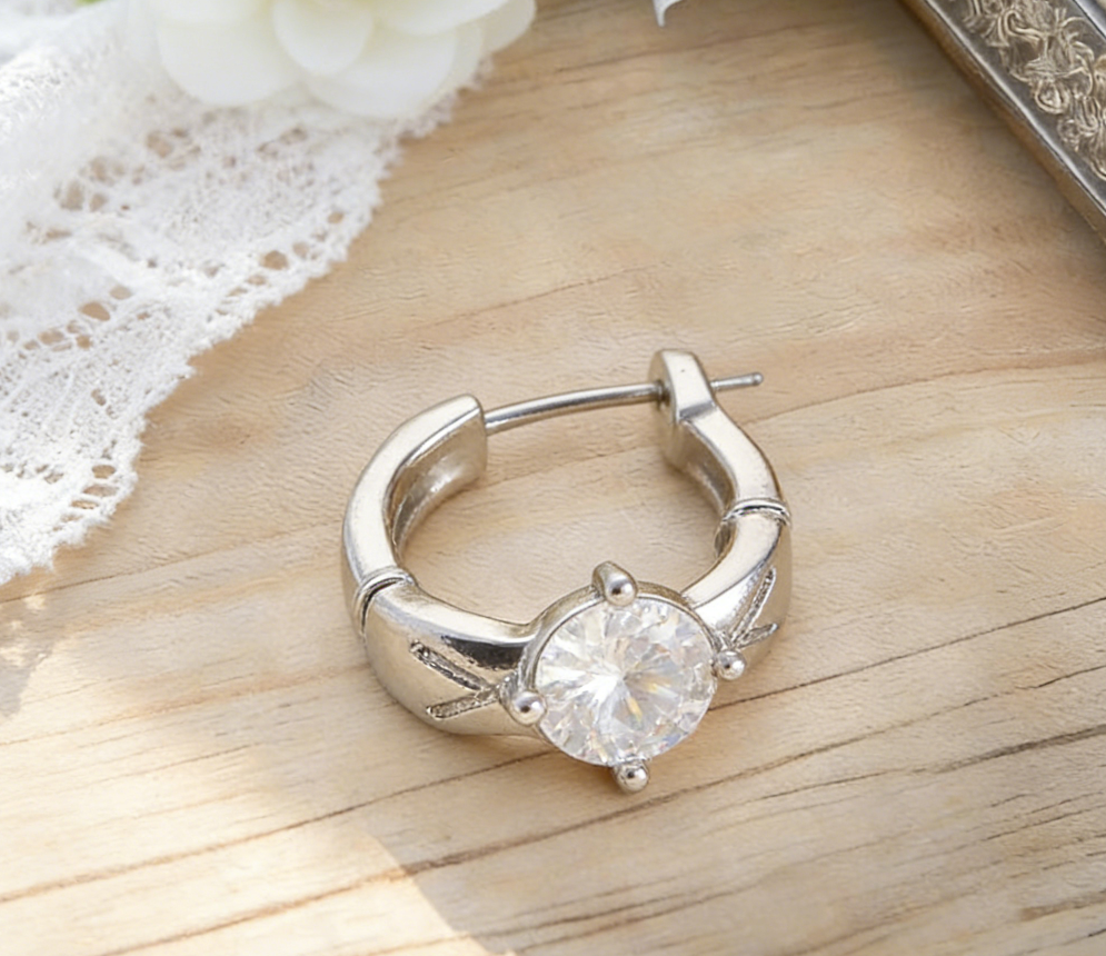 Delicate Diamond-Cut Zircon Hoop Earrings