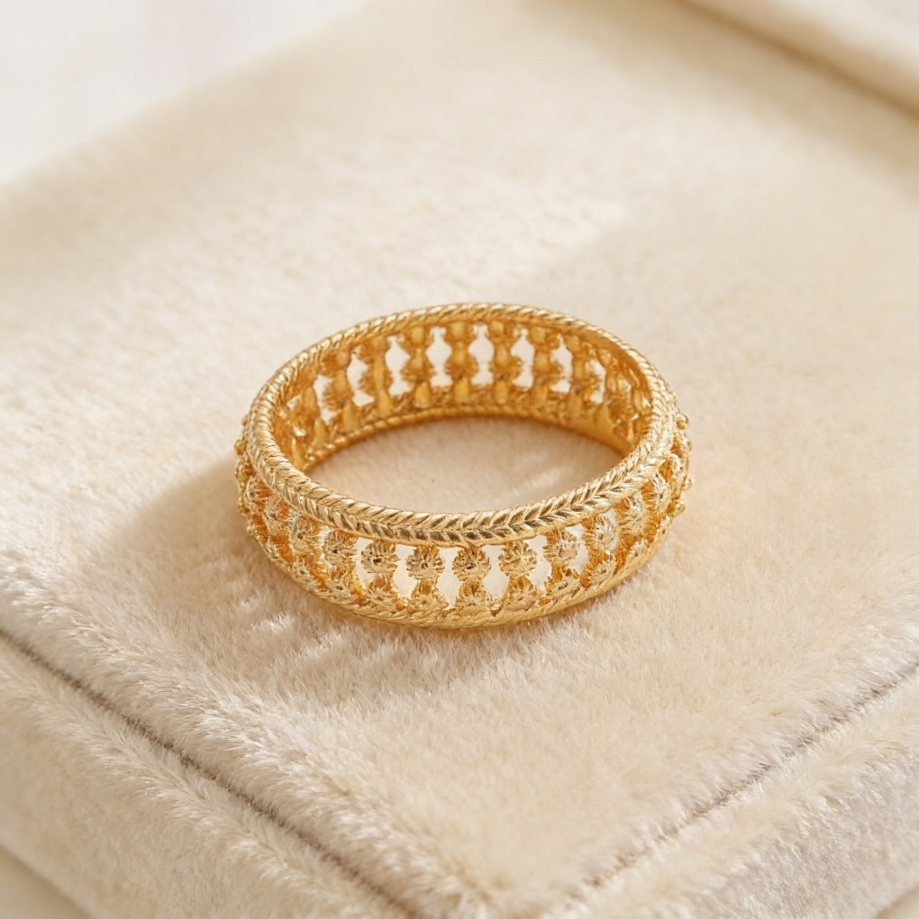 Vintage Heavy-Craft Sunburst Bamboo Ring
