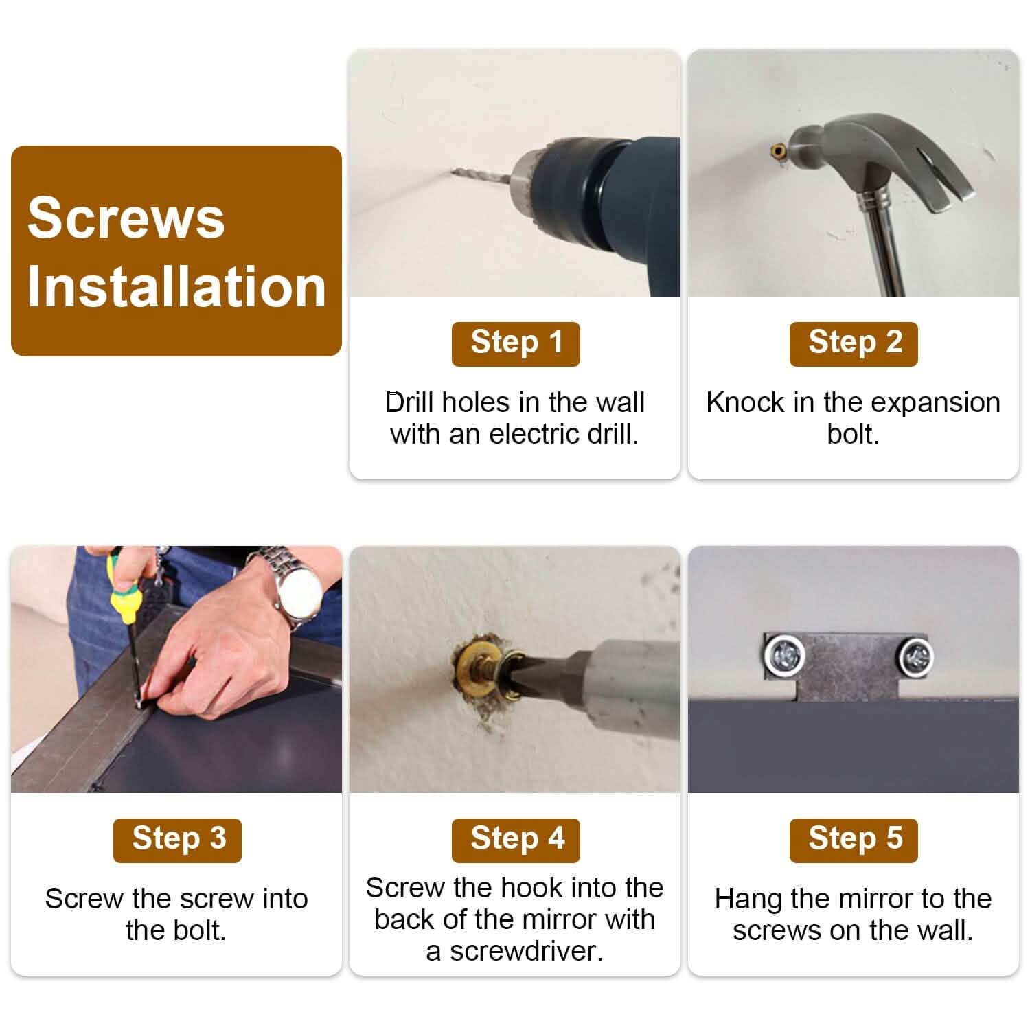Wall Mount Mirror Wood-Like Frame Rectangle Modern Hanging Mirror
