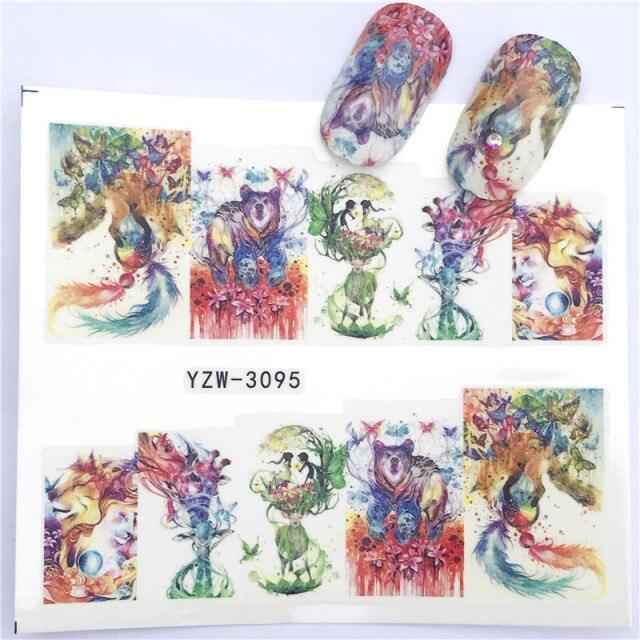 Water Decals Nail Tattoo Wolf Animal 3D Embossed Nail Sticker Flower Adhesive Manicure Slider Nail Art Tips Curve Graffiti Nail Design for Acrylic Nail Supplies Designer Nail Decorations for Women Girls Kids 3D Nail Art Stickers Decals