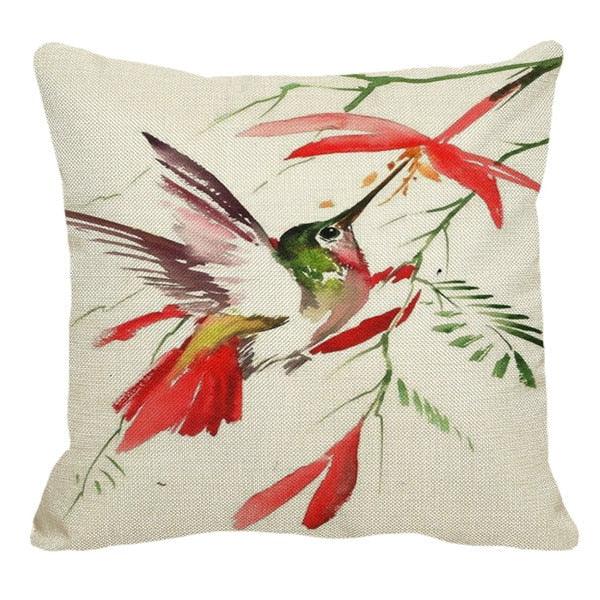 Watercolor Parrot Birds Pillow Cover Animals Fashion Flower Pillows Cases For Bedroom Sofa Decoration Watercolor Hummingbirds Pillow Covers Colorful Birds Painting Spring Patio for Furniture Cushion Cases Outdoor Home Décor for Bed Sofa 45x45cm