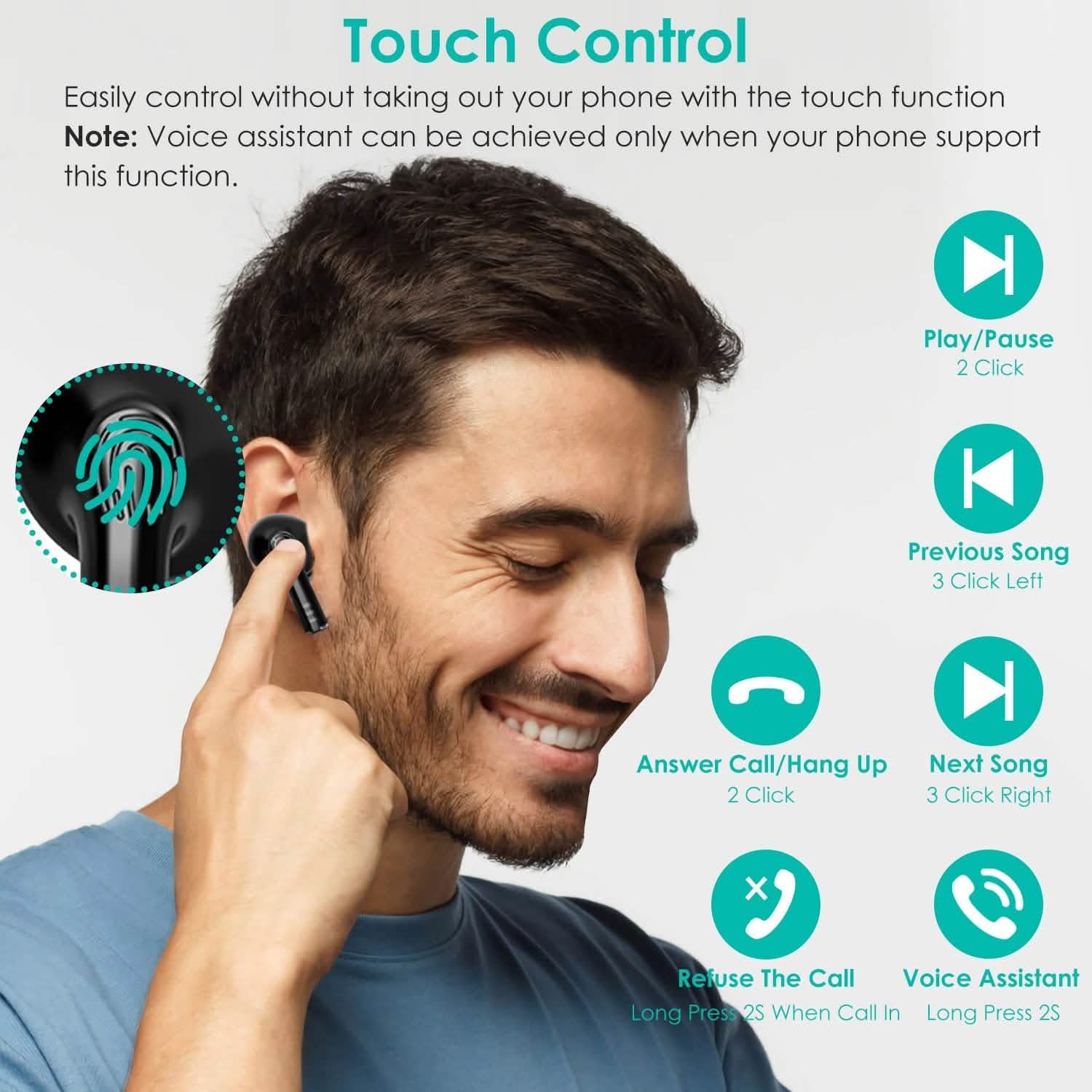 Waterproof Wireless 5.0 TWS Earbuds