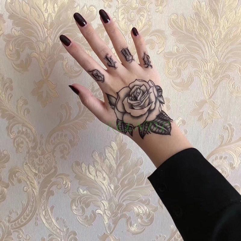 Waterproof Womens Temporary Sticker Tattoo Flower Rose Realistic Sketches For Arm Hand