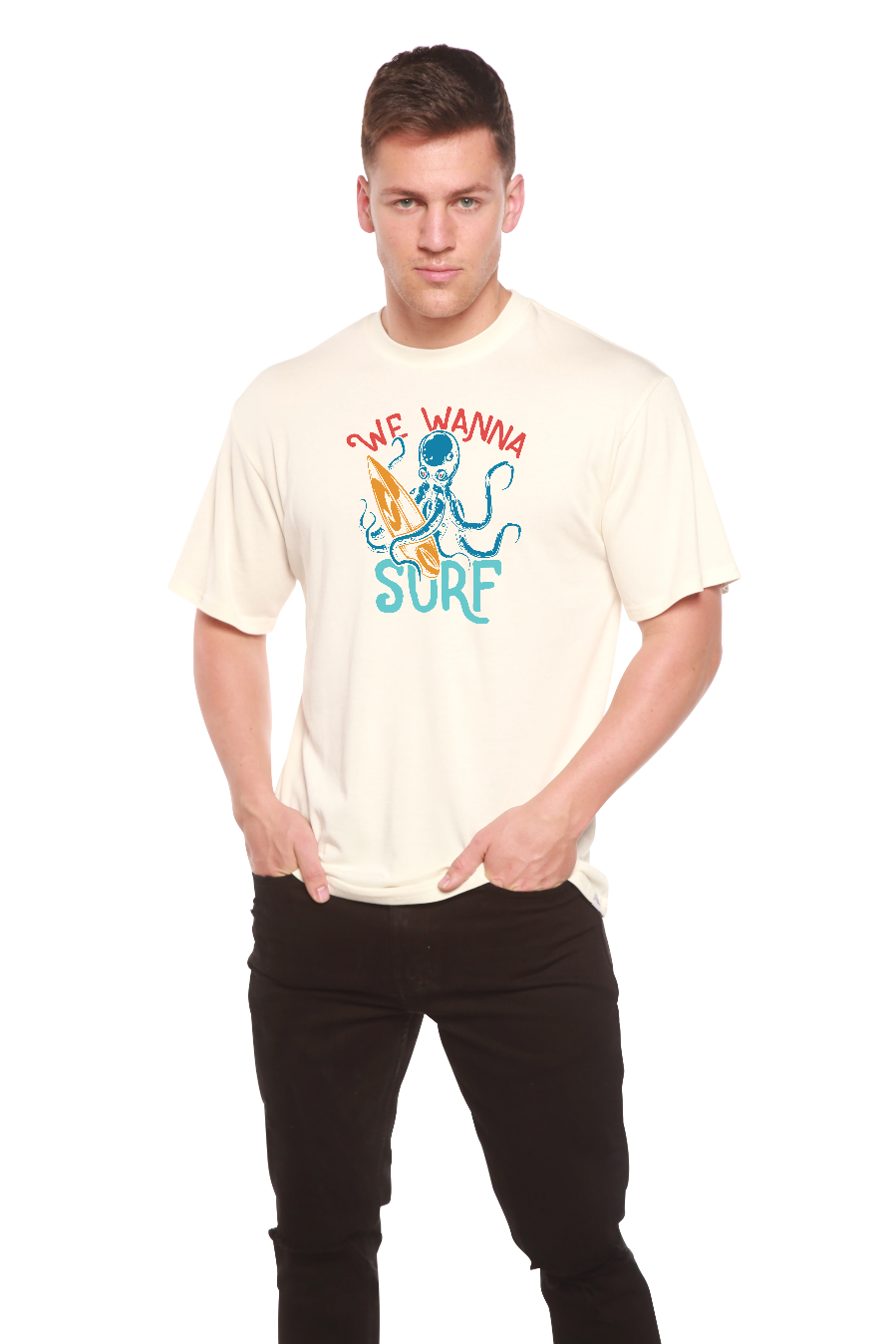 We Wanna Surf Men's Bamboo Viscose/Organic Cotton Short Sleeve Graphic T-Shirt