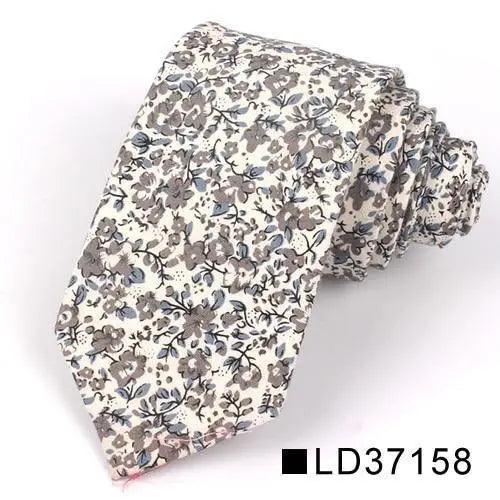 Wedding Men Floral Tie Skinny Cotton Casual Neck Tie Elegant Neckties Flower Print Fashionable Design
