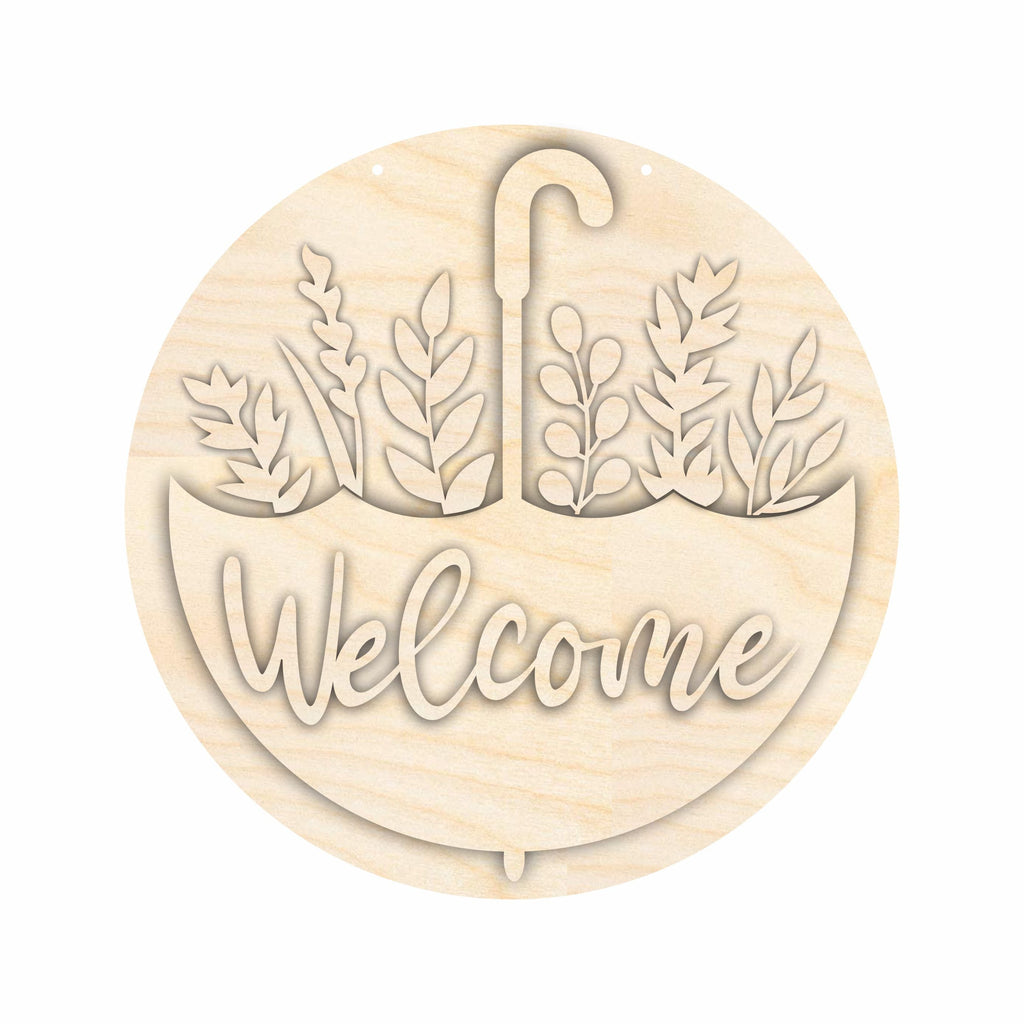 Unfinished Wood Welcome Spring Door Sign Kit | Wood Craft Cutouts | 1/4" Thick |
