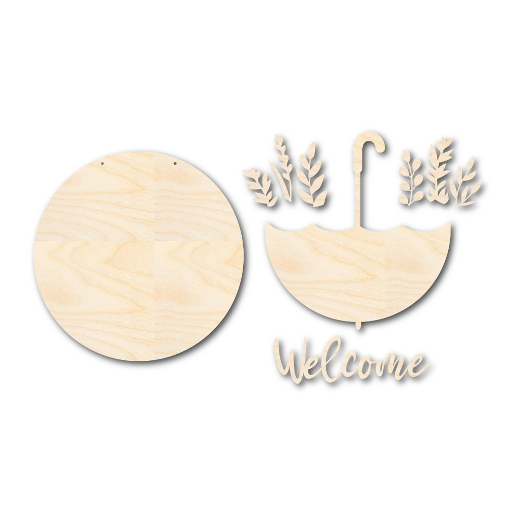 Unfinished Wood Welcome Spring Door Sign Kit | Wood Craft Cutouts | 1/4" Thick |