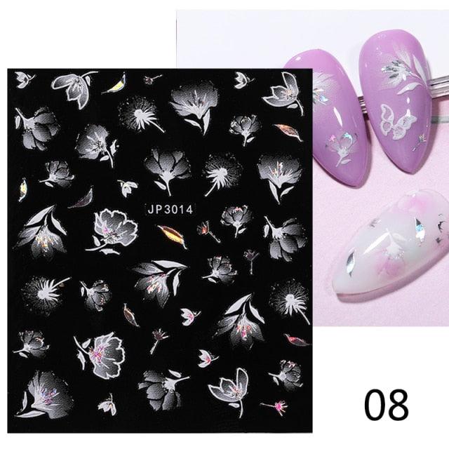 White Embossed Flower Lace Sticker Decal Wedding Nail Art Designs Floral Butterfly Japanese Manicures Nail Decoration Metallic Curve Strip Line Nail Decal Self-Adhesive 3D Wave Design Decoration for Women Girls Adhesive Striping Tape Nail Art Stickers