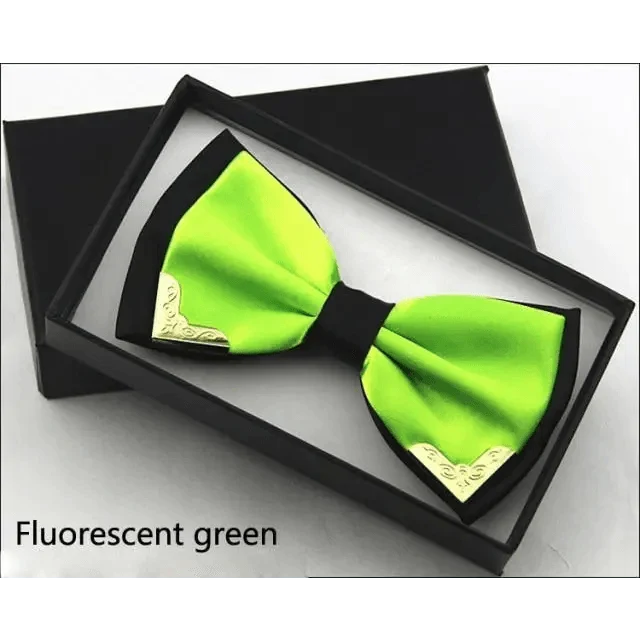 White Men Elegant Polyester Butterfly Bowtie Metal Corners Wedding Bowtie Party Bow Ties