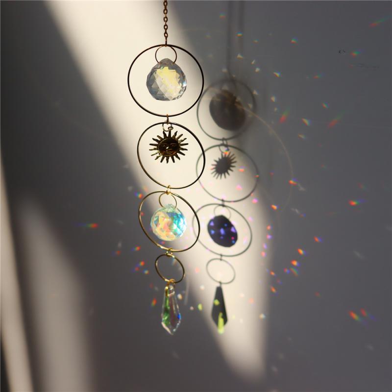 White Sun-catcher Hanging Crystals  Wind Chime Star Moon Crystal Décor with Prism Glasses Pendant Colorful Dream Catcher Indoor Window Rainbow Maker Plated Glass Crafts Hanging Pendant Ornaments Car Home Garden Decor