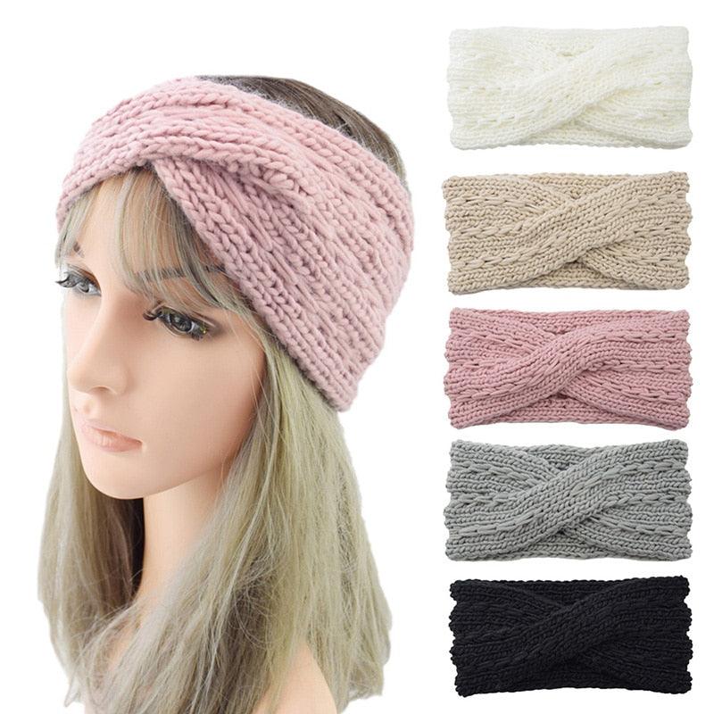 Wide Knitted Headband Bows Knotted Winter Women Turban Hair Accessories For Girls Lady Soft Knitting Winter Headbands Gorgeous Hair Accessories For Women