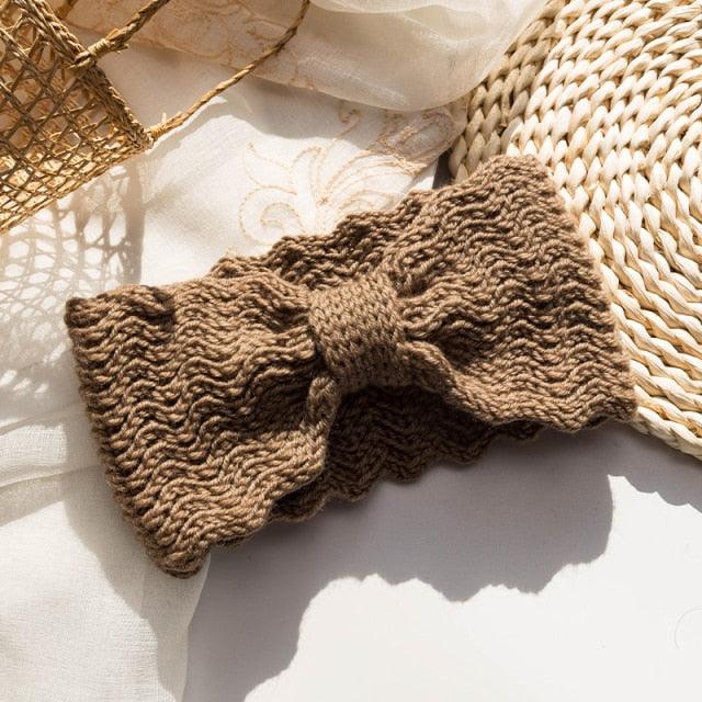 Wide Knitted Headband Bows Knotted Winter Women Turban Hair Accessories For Girls Lady Soft Knitting Winter Headbands Gorgeous Hair Accessories For Women