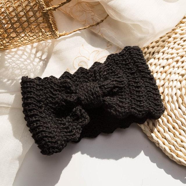 Wide Knitted Headband Bows Knotted Winter Women Turban Hair Accessories For Girls Lady Soft Knitting Winter Headbands Gorgeous Hair Accessories For Women
