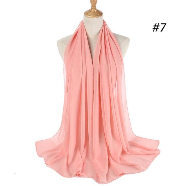 Winter Fashion Long Solid Color Soft Muslim Bubble Chiffon Hijab Scarf Shawls Hijab Elegant Scarf Wrap Lightweight Islamic Head Wear Escharpe Shawls Headband Wraps Lightweight Head Scarves Ladies Hijabs For  Women