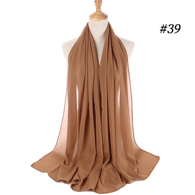 Winter Fashion Long Solid Color Soft Muslim Bubble Chiffon Hijab Scarf Shawls Hijab Elegant Scarf Wrap Lightweight Islamic Head Wear Escharpe Shawls Headband Wraps Lightweight Head Scarves Ladies Hijabs For  Women