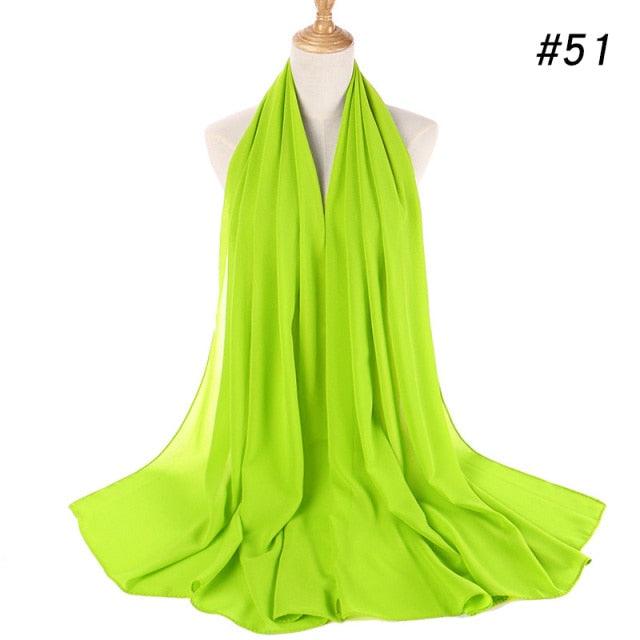 Winter Fashion Long Solid Color Soft Muslim Bubble Chiffon Hijab Scarf Shawls Hijab Elegant Scarf Wrap Lightweight Islamic Head Wear Escharpe Shawls Headband Wraps Lightweight Head Scarves Ladies Hijabs For  Women