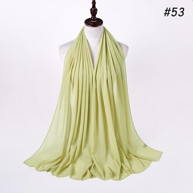 Winter Fashion Long Solid Color Soft Muslim Bubble Chiffon Hijab Scarf Shawls Hijab Elegant Scarf Wrap Lightweight Islamic Head Wear Escharpe Shawls Headband Wraps Lightweight Head Scarves Ladies Hijabs For  Women