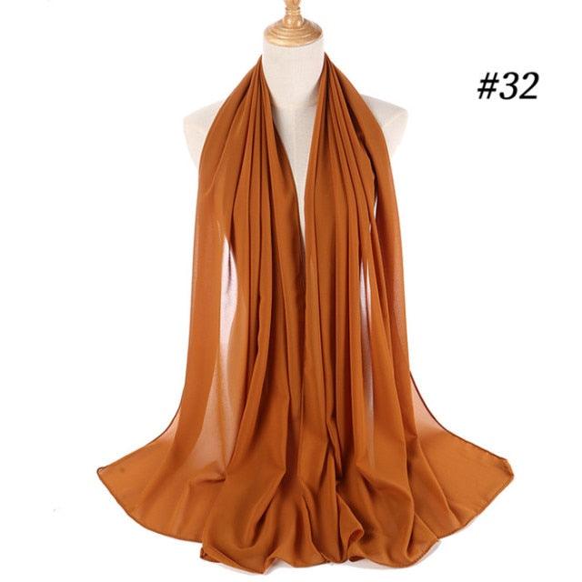 Winter Fashion Long Solid Color Soft Muslim Bubble Chiffon Hijab Scarf Shawls Hijab Elegant Scarf Wrap Lightweight Islamic Head Wear Escharpe Shawls Headband Wraps Lightweight Head Scarves Ladies Hijabs For  Women
