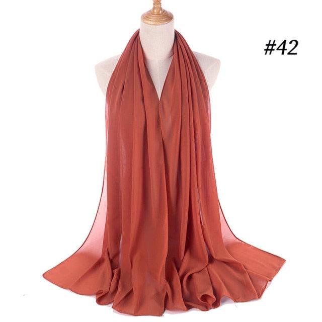 Winter Fashion Long Solid Color Soft Muslim Bubble Chiffon Hijab Scarf Shawls Hijab Elegant Scarf Wrap Lightweight Islamic Head Wear Escharpe Shawls Headband Wraps Lightweight Head Scarves Ladies Hijabs For  Women