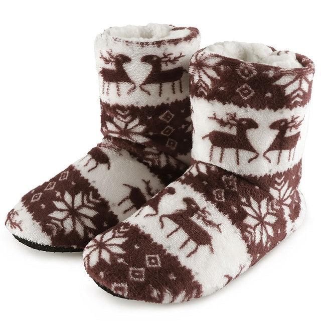 Winter Fur Slippers Women Warm House Slippers Plush Flip Flops Christmas Cotton Indoor Home Shoes Comfort Warm Fluffy Faux Fur Slipper Boots Soft Memory Foam Ankle Booties