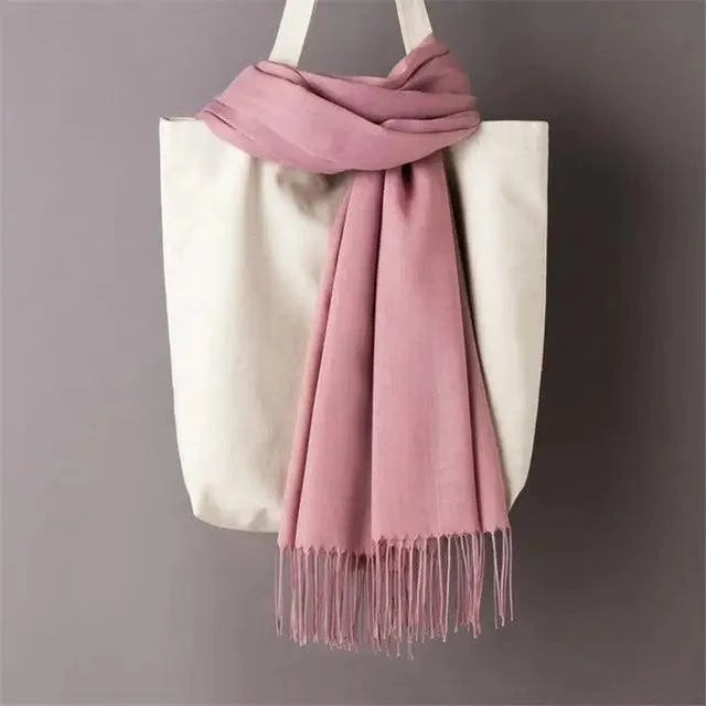 Winter Women Scarf Female Scarves For Women Solid Shawl Wraps For Winter Casual Wear Travel Friendly Wool Tassel Scarf Fashion Solid Color Toddler Soft Warm Scarves