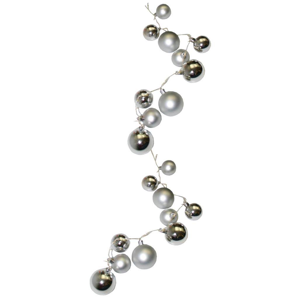 Lighted Ornament Strung 58" Garland - Silver