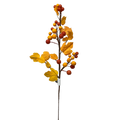 Two Tone Orange Cluster Spray  With Autumn Leaves 15 1/2 Inch