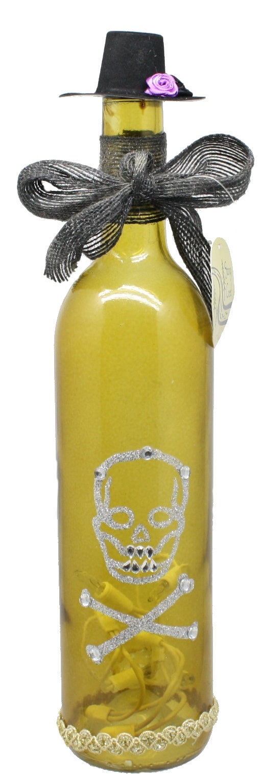 Lighted Glass Halloween Bottle - Yellow