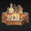 Wooden Nativity Scene with LED Lighting