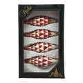 Krebs Value Glass Ornament 4 pack - Red & White Diamond Drop