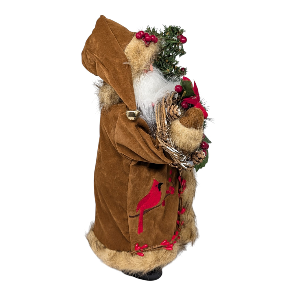 Cardinal and Berries Santa - 15 Inch